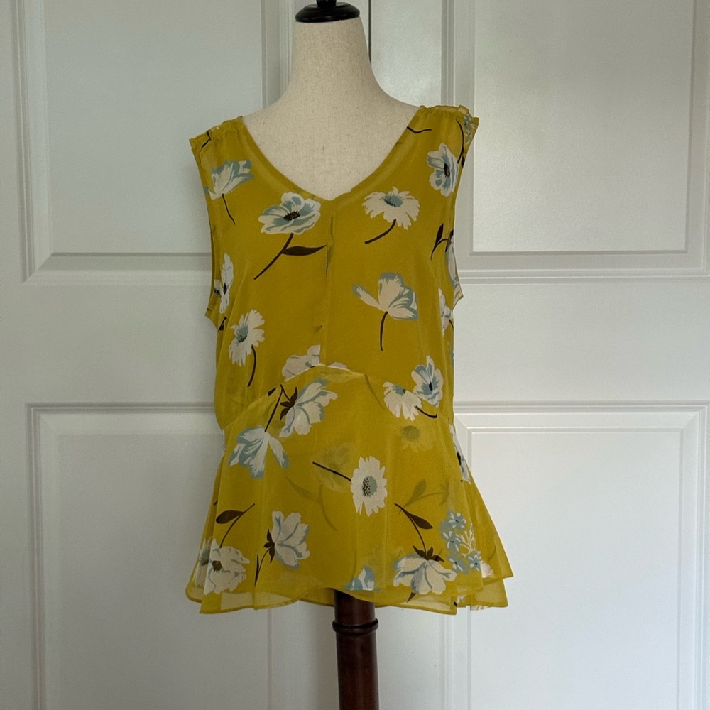 CAbi Mustard Floral Sleeveless Top